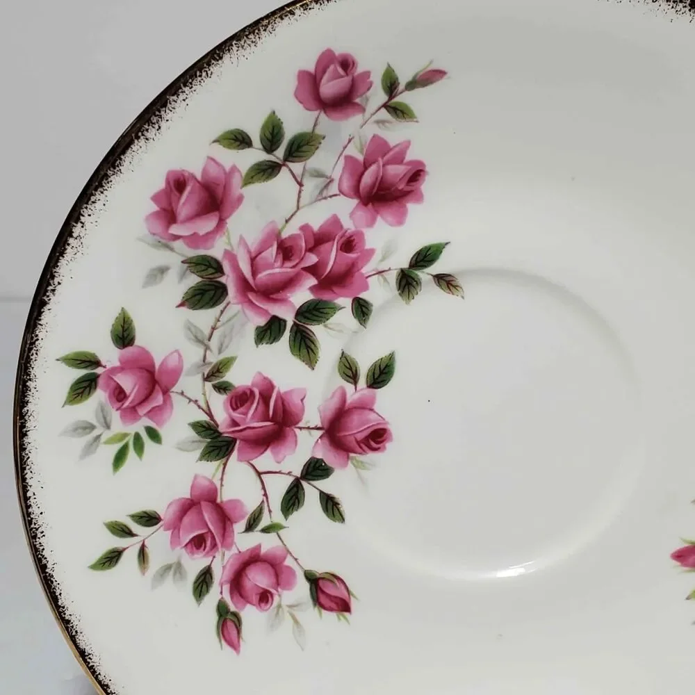 Royal Dover Teacup and Saucer Pink Roses Vintage